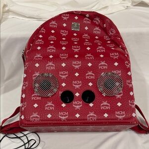 MCM Scarlet Backpack MCM Wizpak bluetooth  (Red) with Logo Accents